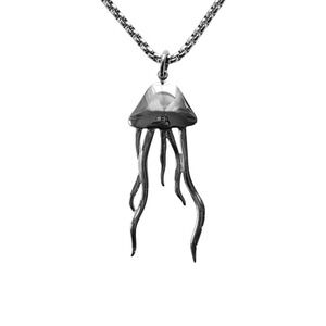 silver jellyfish necklace handmade stainless steel non-tarnish box chain usa